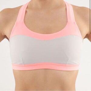 Lululemon Run Pink - Grey Sports Bra - Size 4-6